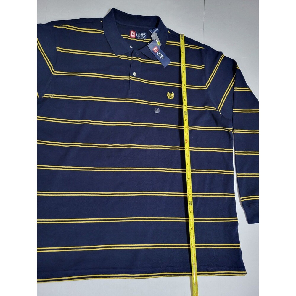 (#5) CHAPS LONG SLEEVE PULLOVER SHIRT SIZE MEN'S 3XB BLUE With Yellow Stripes - Picture 5 of 8